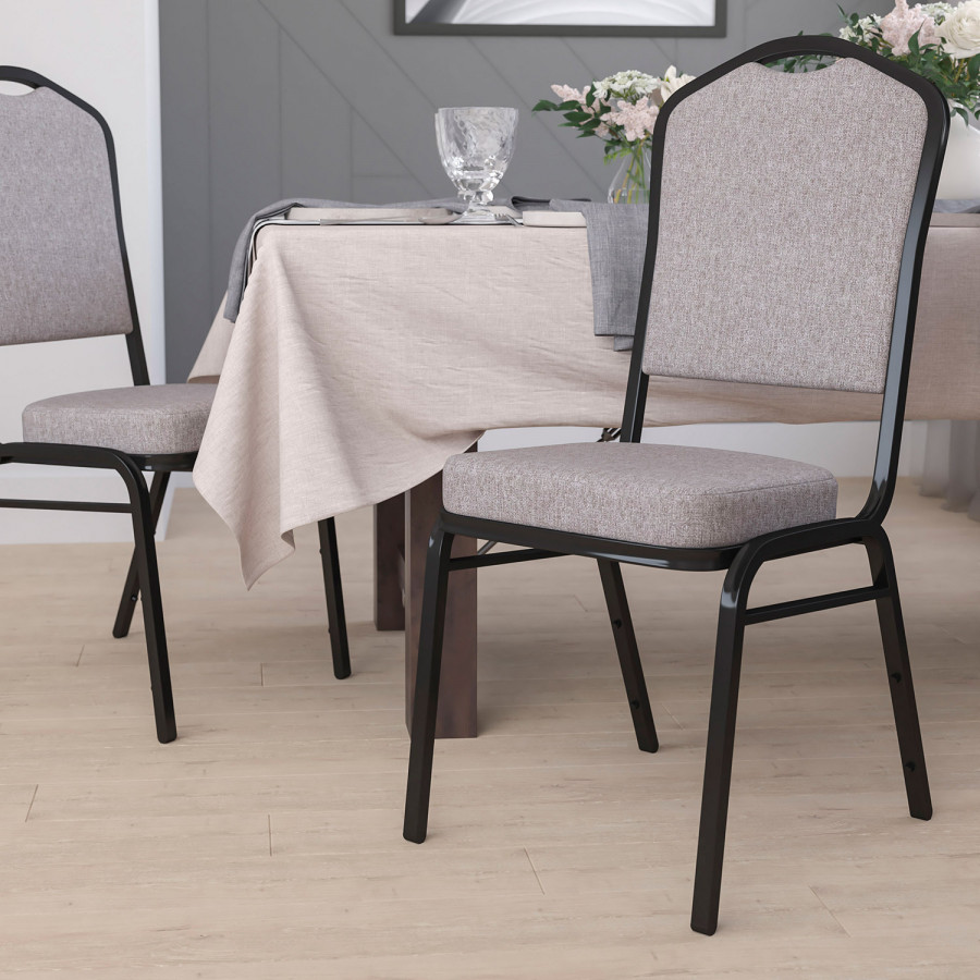 BLNK - HERCULES Series Fabric Crown Back Stacking Banquet Chair with Black Frame