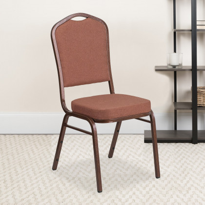 BLNK - HERCULES Series Fabric Crown Back Stacking Banquet Chair with Copper Vein Frame