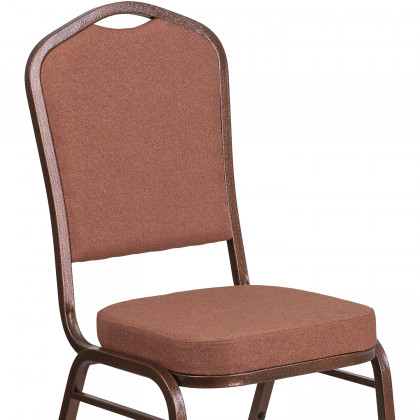 BLNK HERCULES Series Fabric Crown Back Stacking Banquet Chair with Copper Vein Frame - Brown