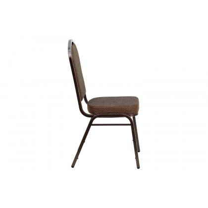 BLNK HERCULES Series Fabric Crown Back Stacking Banquet Chair with Copper Vein Frame - Brown Patterned