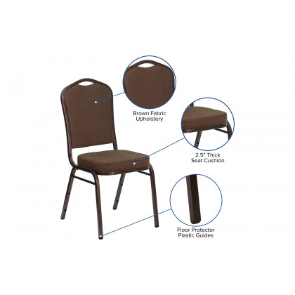 BLNK HERCULES Series Fabric Crown Back Stacking Banquet Chair with Copper Vein Frame - Brown Patterned