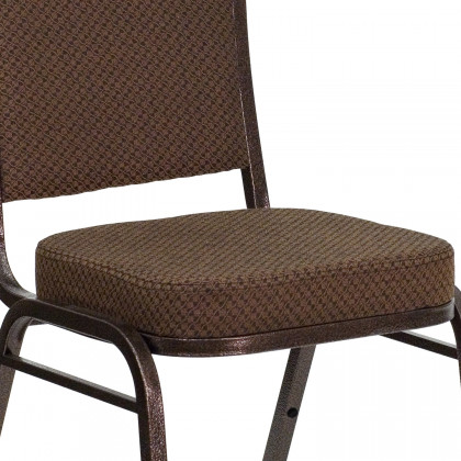 BLNK HERCULES Series Fabric Crown Back Stacking Banquet Chair with Copper Vein Frame - Brown Patterned