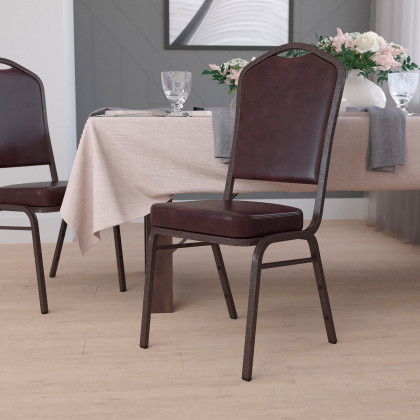 BLNK - HERCULES Series Vinyl Crown Back Stacking Banquet Chair with Copper Vein Frame