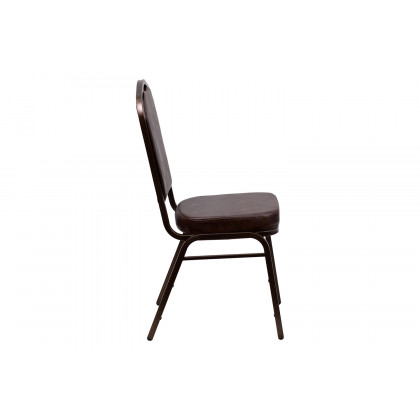 BLNK HERCULES Series Vinyl Crown Back Stacking Banquet Chair with Copper Vein Frame - Brown