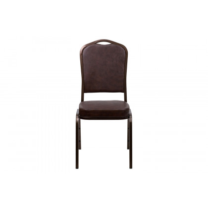 BLNK HERCULES Series Vinyl Crown Back Stacking Banquet Chair with Copper Vein Frame - Brown