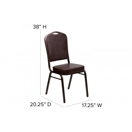 BLNK HERCULES Series Vinyl Crown Back Stacking Banquet Chair with Copper Vein Frame - Brown