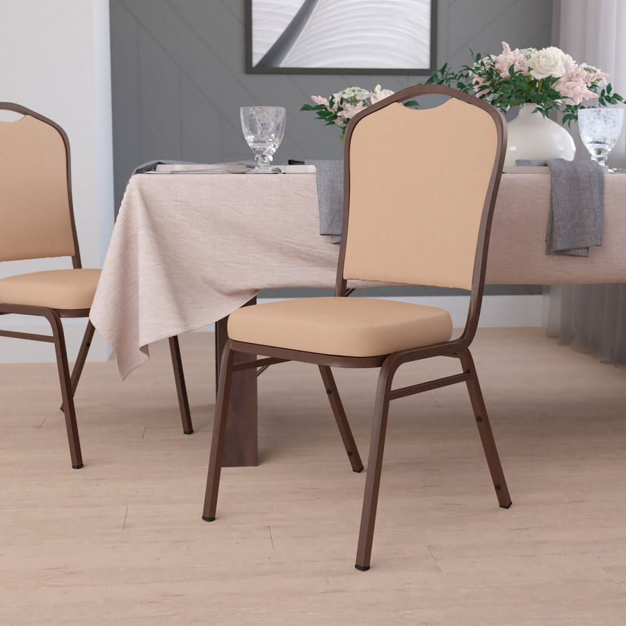BLNK - HERCULES Series Vinyl Crown Back Stacking Banquet Chair with Copper Vein Frame