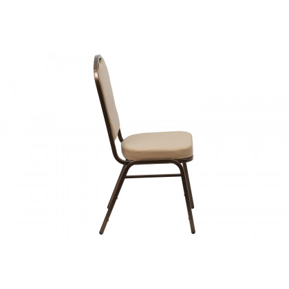 BLNK HERCULES Series Vinyl Crown Back Stacking Banquet Chair with Copper Vein Frame - Tan