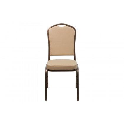 BLNK HERCULES Series Vinyl Crown Back Stacking Banquet Chair with Copper Vein Frame - Tan