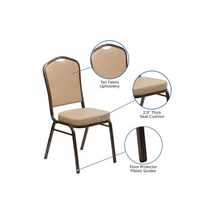 BLNK HERCULES Series Vinyl Crown Back Stacking Banquet Chair with Copper Vein Frame - Tan