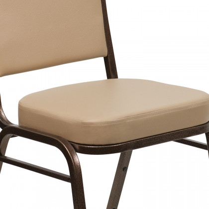 BLNK HERCULES Series Vinyl Crown Back Stacking Banquet Chair with Copper Vein Frame - Tan