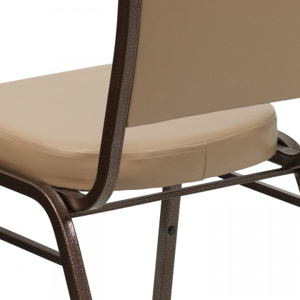 BLNK HERCULES Series Vinyl Crown Back Stacking Banquet Chair with Copper Vein Frame - Tan