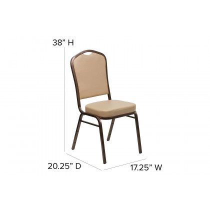 BLNK HERCULES Series Vinyl Crown Back Stacking Banquet Chair with Copper Vein Frame - Tan