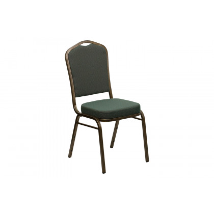 BLNK HERCULES Series Fabric Crown Back Stacking Banquet Chair with Gold Vein Frame - Green Patterned