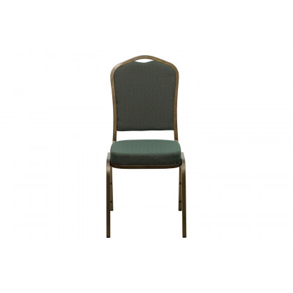 BLNK HERCULES Series Fabric Crown Back Stacking Banquet Chair with Gold Vein Frame - Green Patterned