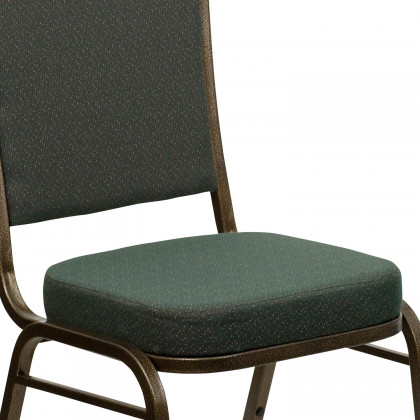 BLNK HERCULES Series Fabric Crown Back Stacking Banquet Chair with Gold Vein Frame - Green Patterned