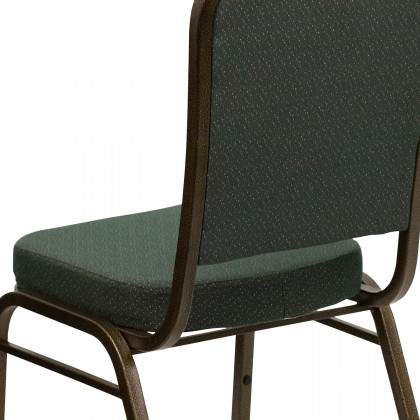 BLNK HERCULES Series Fabric Crown Back Stacking Banquet Chair with Gold Vein Frame - Green Patterned