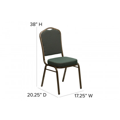 BLNK HERCULES Series Fabric Crown Back Stacking Banquet Chair with Gold Vein Frame - Green Patterned