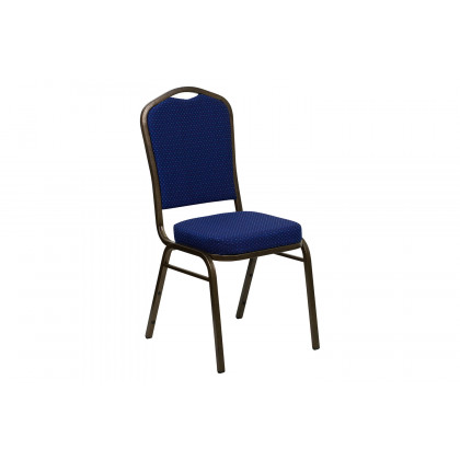 BLNK HERCULES Series Fabric Crown Back Stacking Banquet Chair with Gold Vein Frame - Navy Blue Patterned