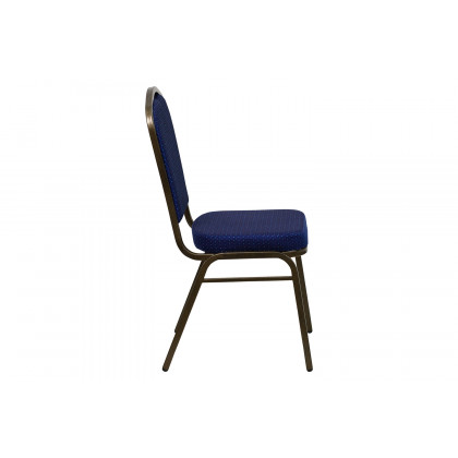 BLNK HERCULES Series Fabric Crown Back Stacking Banquet Chair with Gold Vein Frame - Navy Blue Patterned