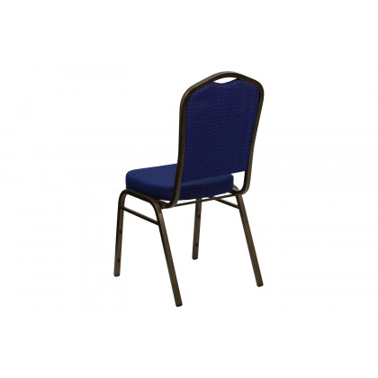 BLNK HERCULES Series Fabric Crown Back Stacking Banquet Chair with Gold Vein Frame - Navy Blue Patterned
