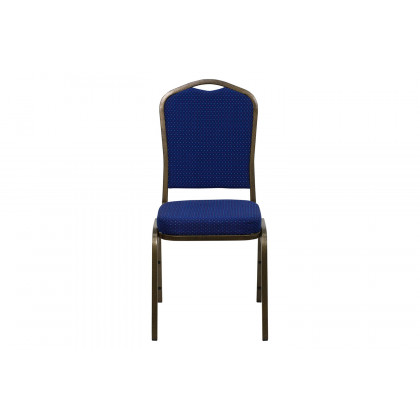 BLNK HERCULES Series Fabric Crown Back Stacking Banquet Chair with Gold Vein Frame - Navy Blue Patterned