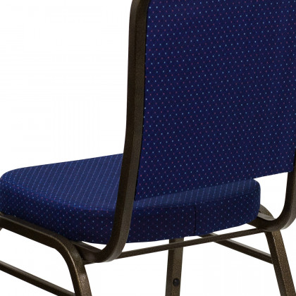 BLNK HERCULES Series Fabric Crown Back Stacking Banquet Chair with Gold Vein Frame - Navy Blue Patterned