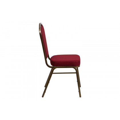 BLNK HERCULES Series Fabric Crown Back Stacking Banquet Chair with Gold Vein Frame - Burgundy