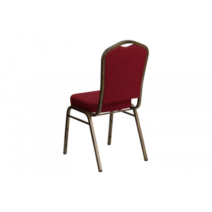 BLNK HERCULES Series Fabric Crown Back Stacking Banquet Chair with Gold Vein Frame - Burgundy