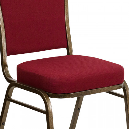 BLNK HERCULES Series Fabric Crown Back Stacking Banquet Chair with Gold Vein Frame - Burgundy