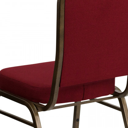 BLNK HERCULES Series Fabric Crown Back Stacking Banquet Chair with Gold Vein Frame - Burgundy