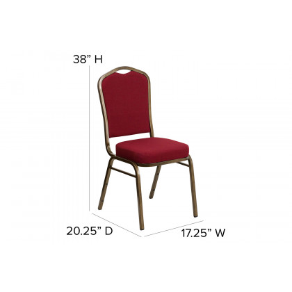 BLNK HERCULES Series Fabric Crown Back Stacking Banquet Chair with Gold Vein Frame - Burgundy