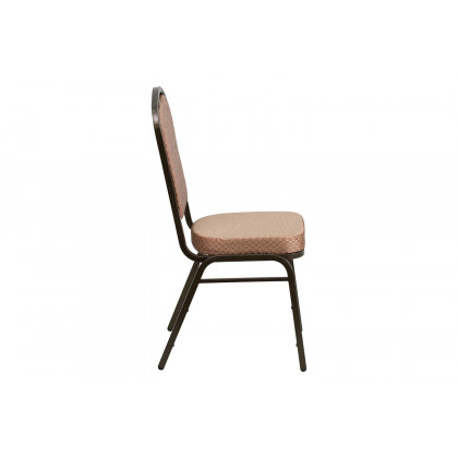 BLNK HERCULES Series Fabric Crown Back Stacking Banquet Chair with Gold Vein Frame - Gold Diamond Patterned