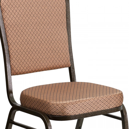 BLNK HERCULES Series Fabric Crown Back Stacking Banquet Chair with Gold Vein Frame - Gold Diamond Patterned