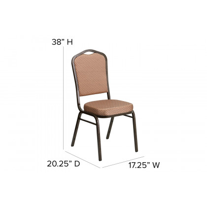 BLNK HERCULES Series Fabric Crown Back Stacking Banquet Chair with Gold Vein Frame - Gold Diamond Patterned