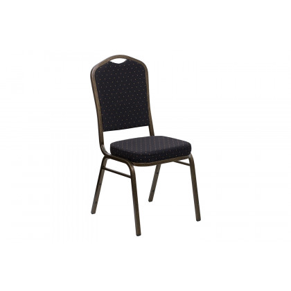 BLNK HERCULES Series Fabric Crown Back Stacking Banquet Chair with Gold Vein Frame - Black Patterned