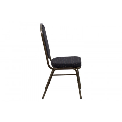 BLNK HERCULES Series Fabric Crown Back Stacking Banquet Chair with Gold Vein Frame - Black Patterned