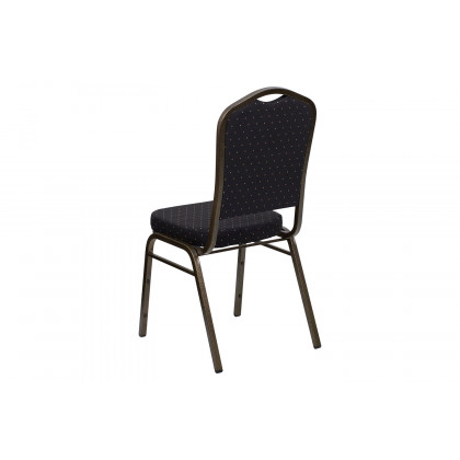 BLNK HERCULES Series Fabric Crown Back Stacking Banquet Chair with Gold Vein Frame - Black Patterned