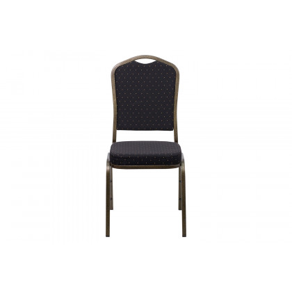 BLNK HERCULES Series Fabric Crown Back Stacking Banquet Chair with Gold Vein Frame - Black Patterned