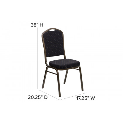 BLNK HERCULES Series Fabric Crown Back Stacking Banquet Chair with Gold Vein Frame - Black Patterned