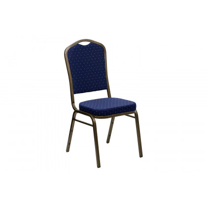BLNK HERCULES Series Fabric Crown Back Stacking Banquet Chair with Gold Vein Frame - Navy Blue Dot Patterned