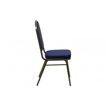 BLNK HERCULES Series Fabric Crown Back Stacking Banquet Chair with Gold Vein Frame - Navy Blue Dot Patterned