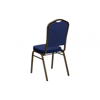 BLNK HERCULES Series Fabric Crown Back Stacking Banquet Chair with Gold Vein Frame - Navy Blue Dot Patterned