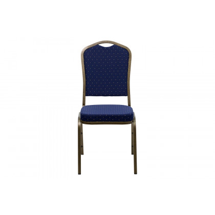 BLNK HERCULES Series Fabric Crown Back Stacking Banquet Chair with Gold Vein Frame - Navy Blue Dot Patterned