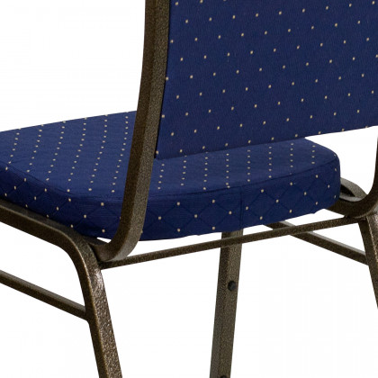 BLNK HERCULES Series Fabric Crown Back Stacking Banquet Chair with Gold Vein Frame - Navy Blue Dot Patterned