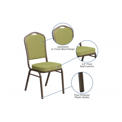 BLNK HERCULES Series Fabric Crown Back Stacking Banquet Chair with Gold Vein Frame - Moss