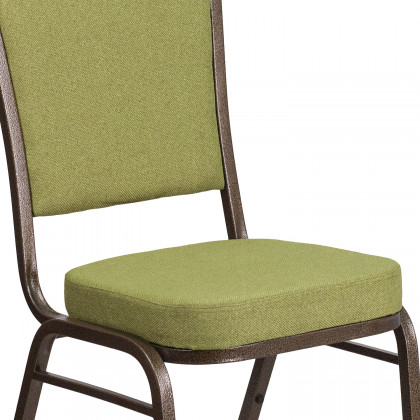 BLNK HERCULES Series Fabric Crown Back Stacking Banquet Chair with Gold Vein Frame - Moss