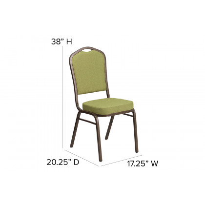 BLNK HERCULES Series Fabric Crown Back Stacking Banquet Chair with Gold Vein Frame - Moss