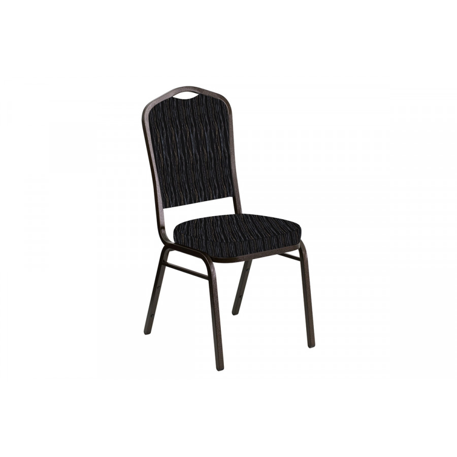 BLNK Crown Back Banquet Chair in Mystery with Gold Vein Frame - Ebony
