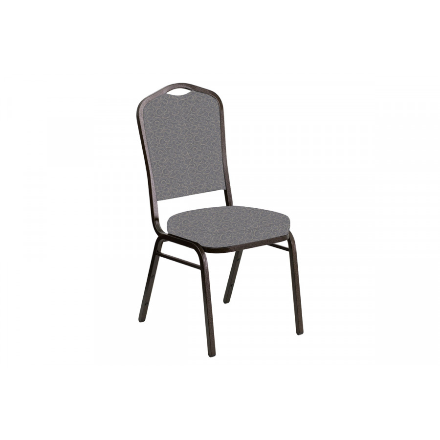 BLNK Crown Back Banquet Chair in Ribbons with Gold Vein Frame - Fog
